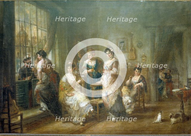  'Gallant Scene' oil by José María Romero.