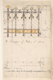 Design for an Iron Gate, Elevation and Plan, ca. 1880. Creator: Richardson Ellson & Co.