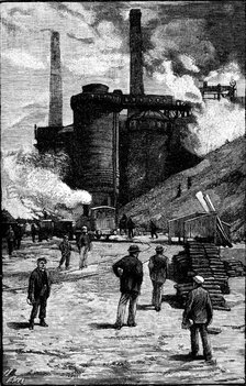 Blast furnaces, South Wales, 1885. Artist: Unknown