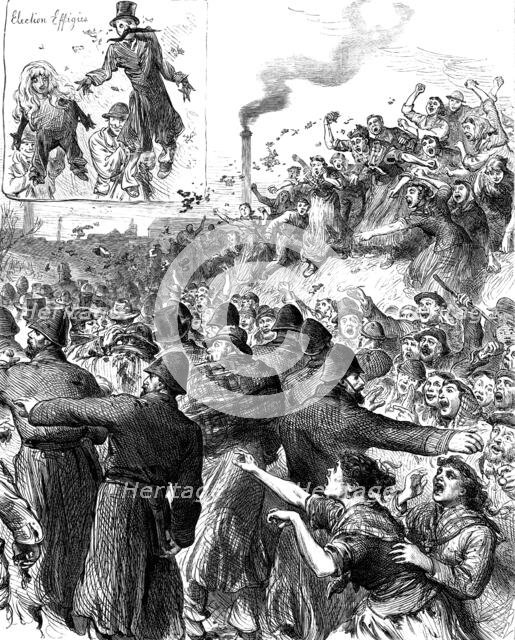 The Scotch Elections: polling at Peebles - procession of faggot voters, 1880. Creator: Unknown.