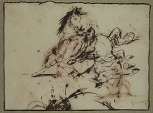 Frightened Horse, between late 18th and early 19th century. Creator: Attributed to Théodore Géricault (1791-1824).