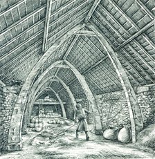 Medieval vicarage barn, Wharram Percy, North Yorkshire, c1988-c2005.  Artist: Peter Dunn.