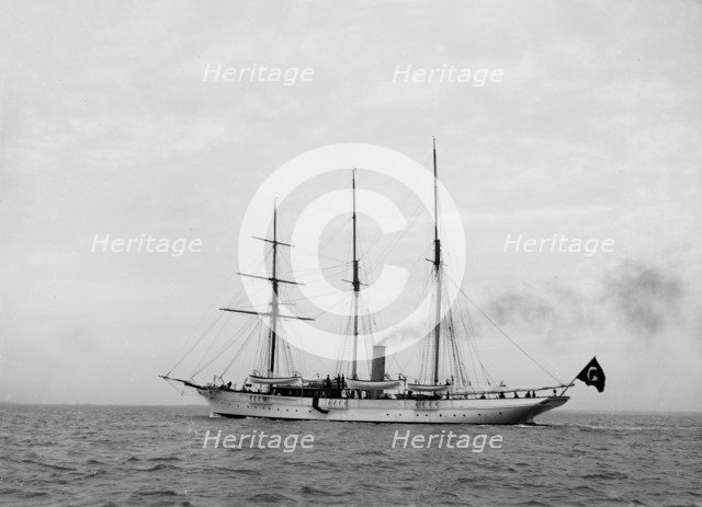 The steam yacht 'Cuhona' under way. Creator: Kirk & Sons of Cowes.