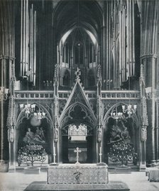 'Westminster Abbey, London, showing Benno Elkan's Old Testament and New Testament Candelabra', c1942 Artist: Unknown.