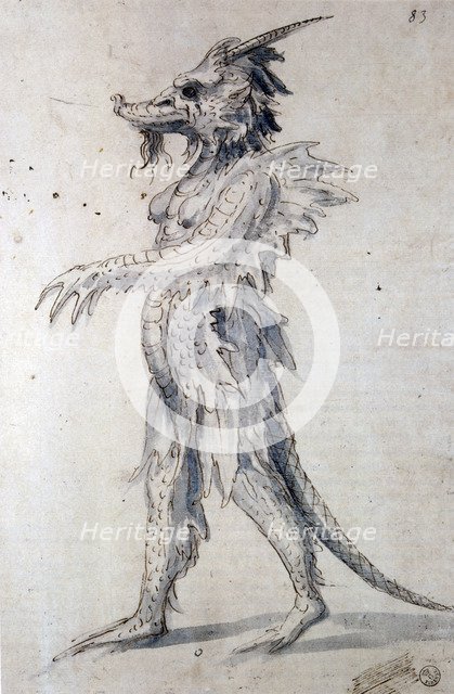 Costume design for a costume for a dragon, 16th century. Artist: Giuseppe Arcimboldi