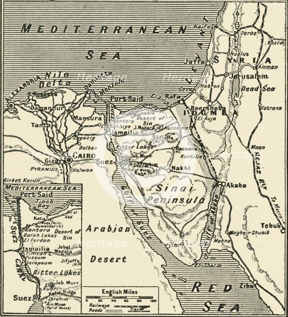'Map of Egypt and the Sinai Peninsula', 1917. Creator: Unknown.