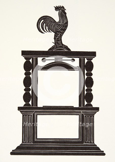 Cockerel and the Printing Press, 1926 (wood engraving).