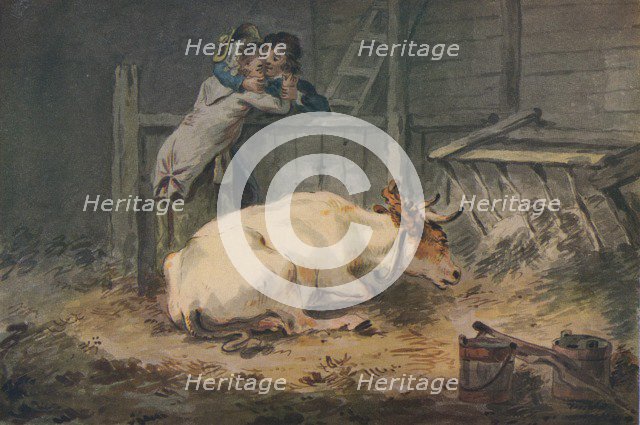 'Courtship in a Cowshed', c18th century. Artist: Julius Caesar Ibbetson.