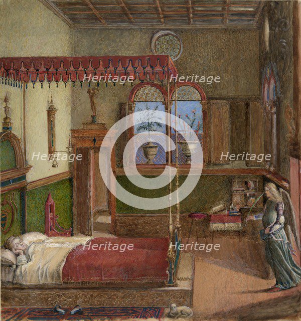 Drawing of Carpaccio's Dream of Saint Ursula, 1876. Artist: John Ruskin.