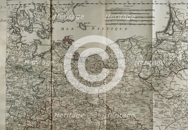 Map of the Baltic Sea coast, Prussia and Poland - Detail, 1765. War from 1755 to 1763. Creator: Jean de Beaurain.
