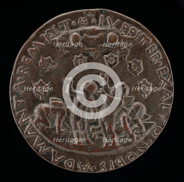 Putti Receiving Shower of Este Diamond Rings [reverse], 1505. Creator: Unknown.