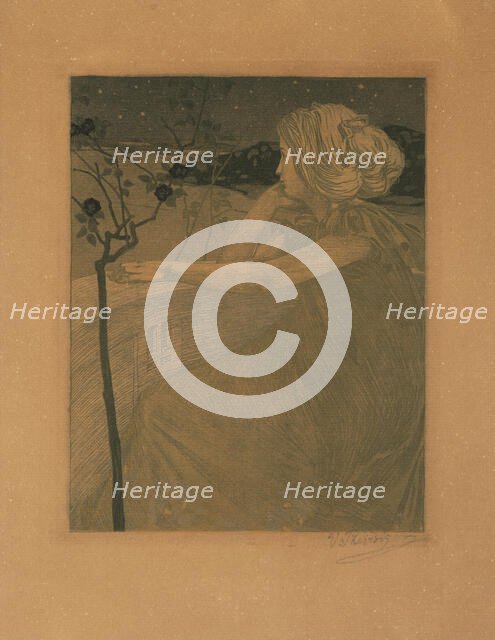 Meditation (On the Balcony), 1899-1900. Creator: Preissig, Vojtech (1873-1944).