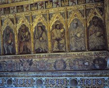 Alcazar of Seville, Hall of Ambassadors, detail of the Paintings where appear kings John II, Henr…