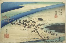 Shimada: The Suruga Bank of the Oi River (Shimada, Oigawa Sungan), from the series..., c. 1833/34. Creator: Ando Hiroshige.