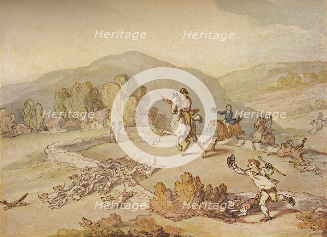 'The Village Hunt', c1800, (1922). Artist: Thomas Rowlandson.