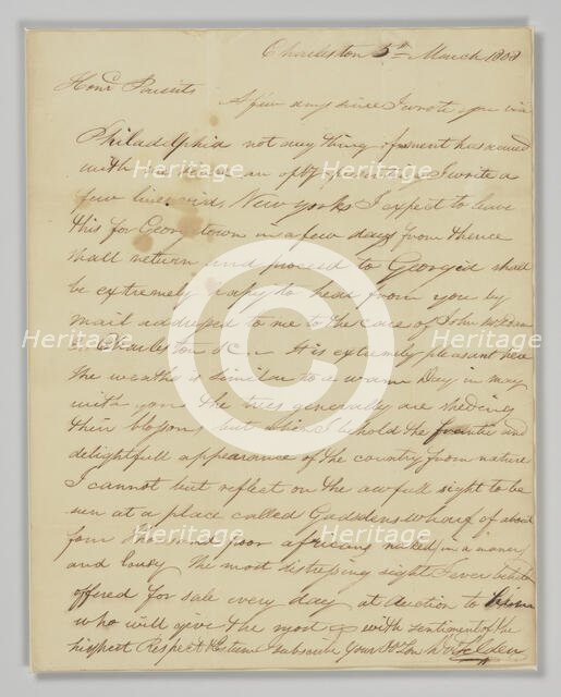 Letter to Reverend David Selden from his son David Selden, March 5, 1808. Creator: David Selden.