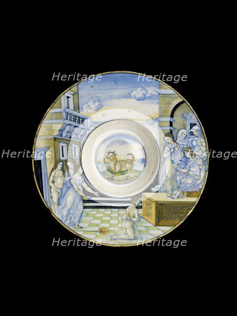 Plate with the Calumny of Apelles, c1522. Artist: Nicola da Urbino.