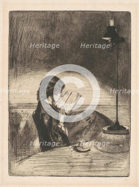 Reading by Lamplight, 1859. Creator: James Abbott McNeill Whistler.
