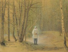 Leo Tolstoy in the forest.
