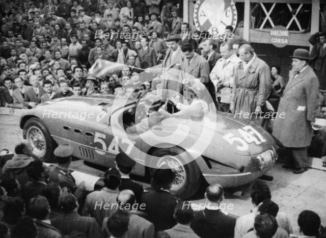 G Marzotto in a 4.1 Ferrari, taking part in the Mille Miglia, 1953. Artist: Unknown