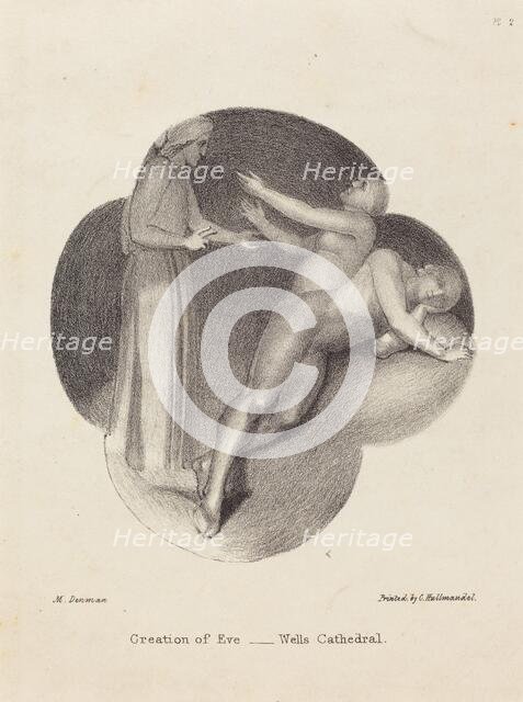 Creation of Eve, from Wells Cathedral, published 1829. Creator: Maria Denman.
