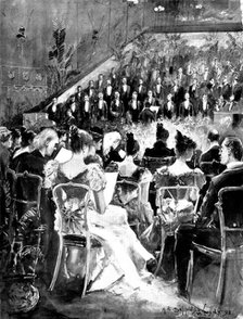 "The March of the Men of Harlech"- the Welsh Choir singing before the Queen at Windsor Castle, 1898. Creator: Unknown.