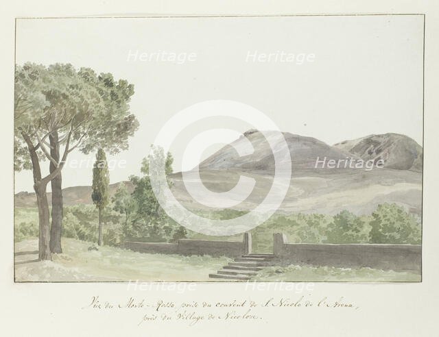 View of the Monti Rossi at San Nicolo l'Arena monastery close to Nicolosi, 1778. Creator: Louis Ducros.