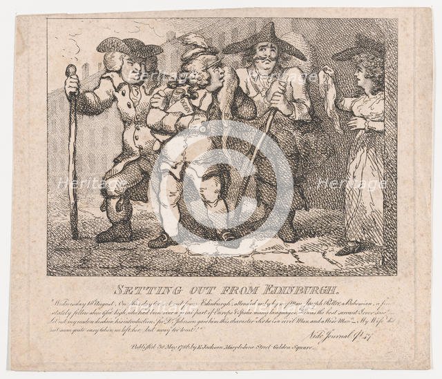Setting out from Edinburgh (Picturesque Beauties of Boswell, Part the Second), May..., May 30, 1786. Creator: Thomas Rowlandson.