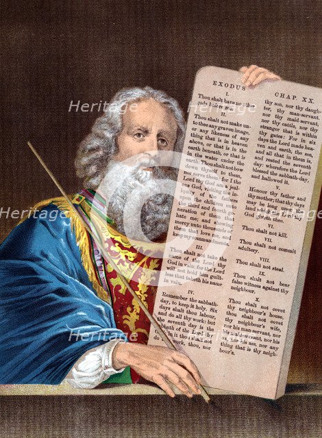 Moses with the Ten Commandments, mid 19th century. Artist: Unknown