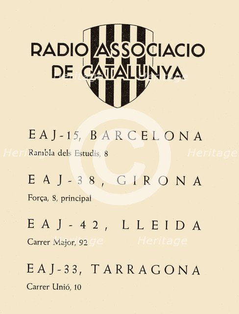 Group of radio stations from Radio Associació of Catalonia, 1934.