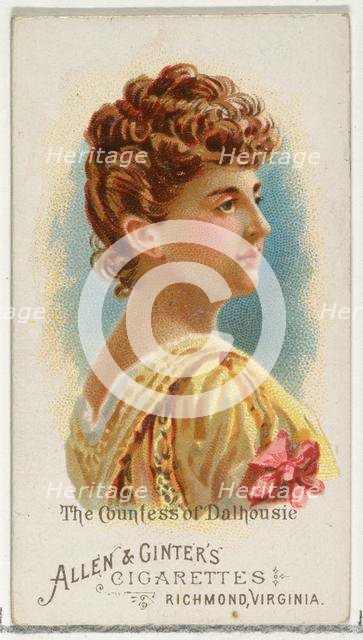 The Countess of Dalhousie, from World's Beauties, Series 1 (N26) for Allen & Ginter Cigare..., 1888. Creator: Allen & Ginter.
