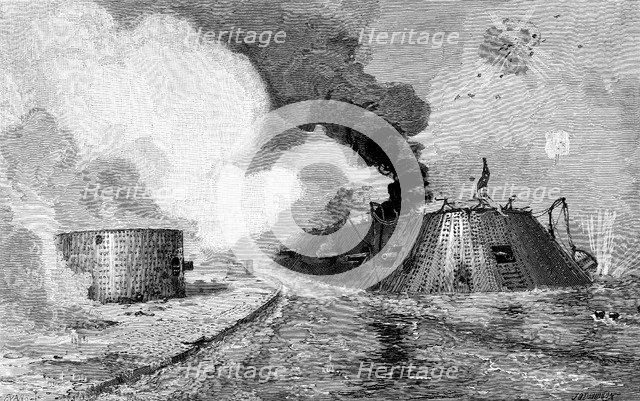 Engagement between Confederates and Unionists, American Civil War, (1852) 1885. Artist: Unknown