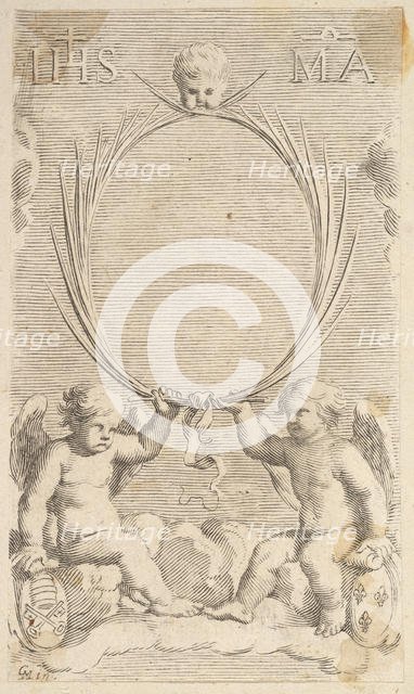 Two Angels Seated on Clouds. Creator: Claude Mellan.