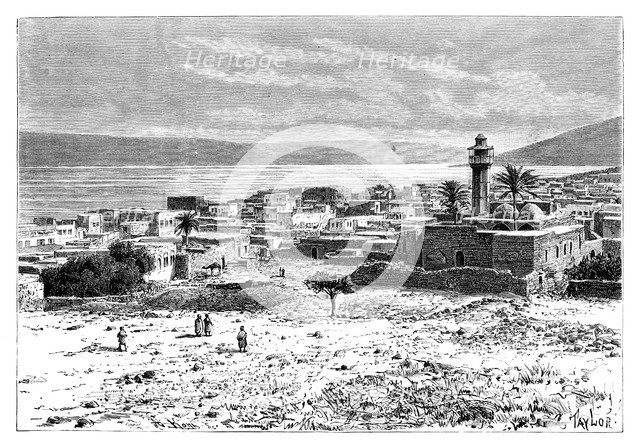 The lake and city of Tiberias, Israel, 1895. Artist: Unknown