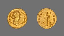 Aureus (Coin) Portraying Empress Faustina the Younger, 161-175, issued by Marcus Aurelius. Creator: Unknown.