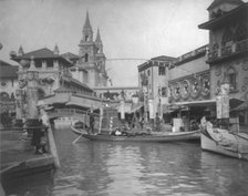 Long boat on Venetian canal, World's Columbian Exposition, Chicago, Illinois, 1892-93. Creator: Frances Benjamin Johnston.