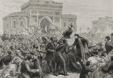 Reception to Osman Nuri Pasha on his entrance to the Ministry of War (Seraskierate)...(1878). Creator: Unknown.