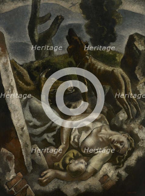 The Exodus. Triptych of War, right panel, 1937-1938. Creator: Arteta, Aurelio (1879-1940).