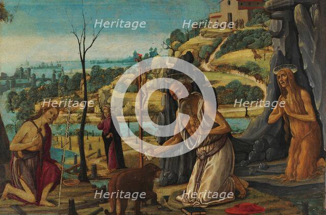 Saint Jerome, Saint Mary Magdalene and Saint John the Baptist in the desert, 1485-1490. Creator: Jacopo del Sellaio (1442-1493).