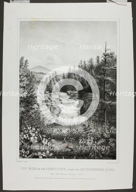The Falls on the Amonoosuck, near the Mt. Washington House (Oakes' White..., 1848. Creator: Isaac Sprague.