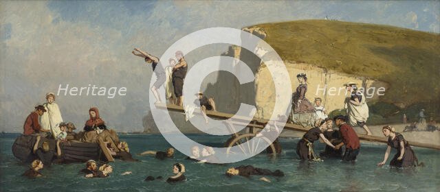 Bathers at Étretat, c. 1858. Creator: Lepoittevin (Le Poittevin), Eugène (1806-1870).