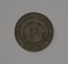 Bronze freemasonry medallion depicting Prince Hall, after 1807. Creator: Unknown.