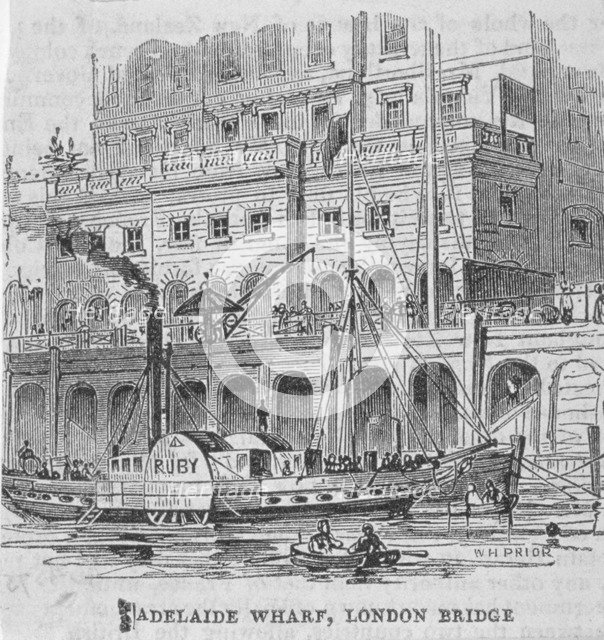 Adelaide Wharf, London Bridge, 1840. Artist: Anon
