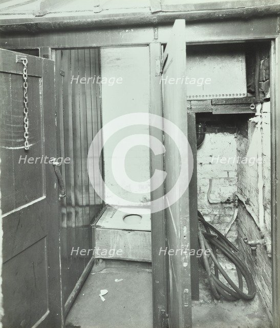 Outside toilet, Belleville Road School, London, 1936.  Artist: Unknown.