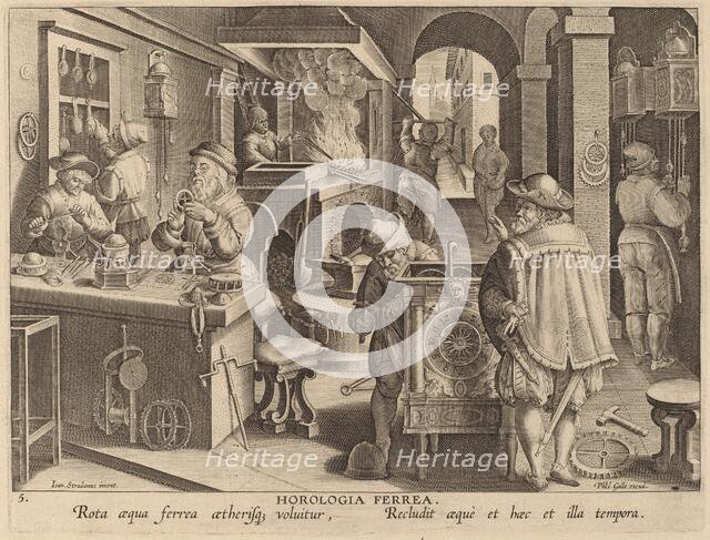 Clockmaking: pl.5, c. 1580/1590. Creator: Theodoor Galle.