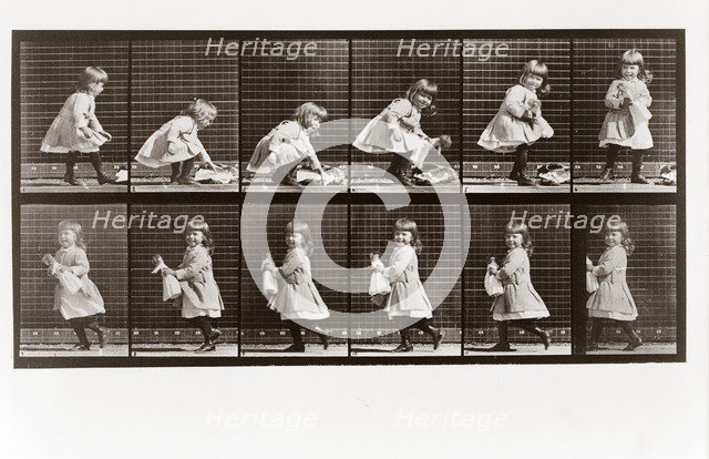 Child playing with doll, Plate 481 from Animal Locomotion, 1887 (photograph)