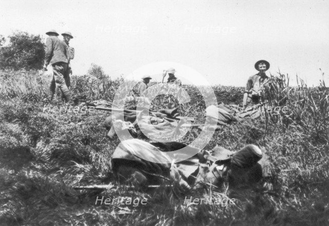 American marines digging trenches, Lucy-le-Bocage, France, 1 June, 1918. Artist: Unknown