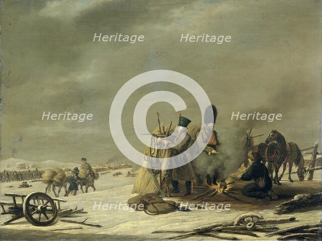 Bivouac at Molodechno, 3-4 December 1812: an episode from Napoleon's Retreat from Russia, 1816. Creator: Johannes Hari.