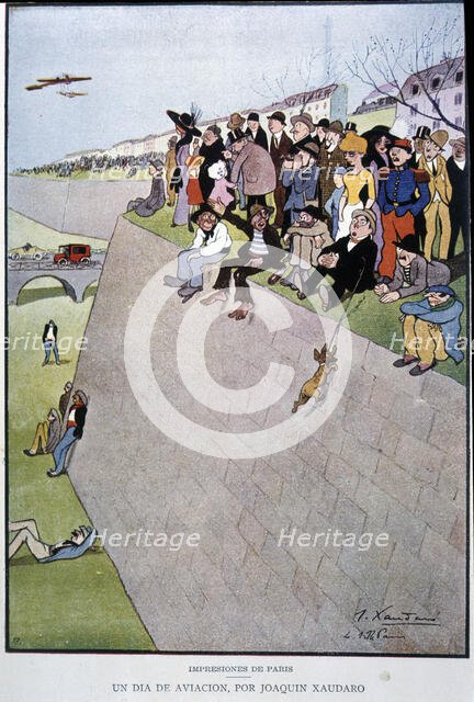 Humorous vignette 'A day of aviation', 1912. Creator: Xaurado Echauz, Joaquín (1872 - 1933).