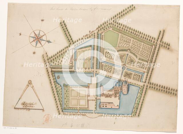 Map of Rosendael Castle, c.1650-before 1722. Creator: Anon.